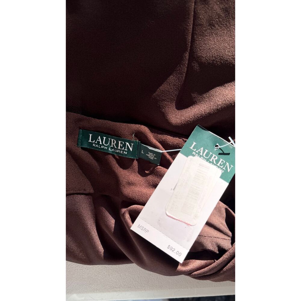 NWT! Lauren Ralph Lauren Brown Draped Sleeveless Top - Picture 5 of 9